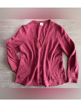 CAbi Catch Cardigan Maroon Red Burgundy Sweater Top XL